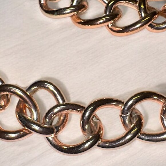 ZARA Rose Gold Heavy Chunky Chain Necklace Large Links 16 in + ext. - Picture 4 of 5